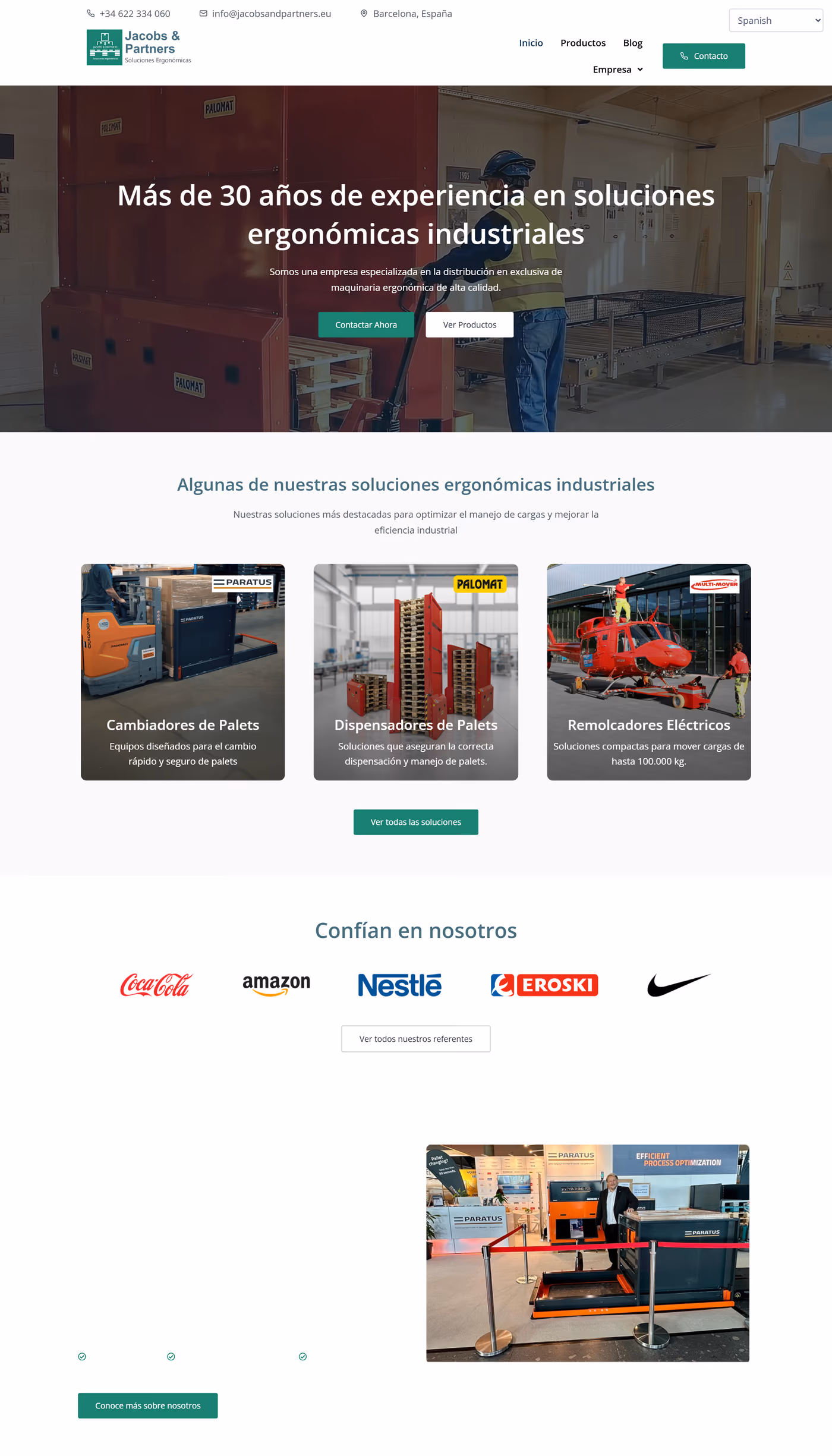Web de Jacobs & Partners diseñada por Windsor Sites — Maquinaria industrial · B2B