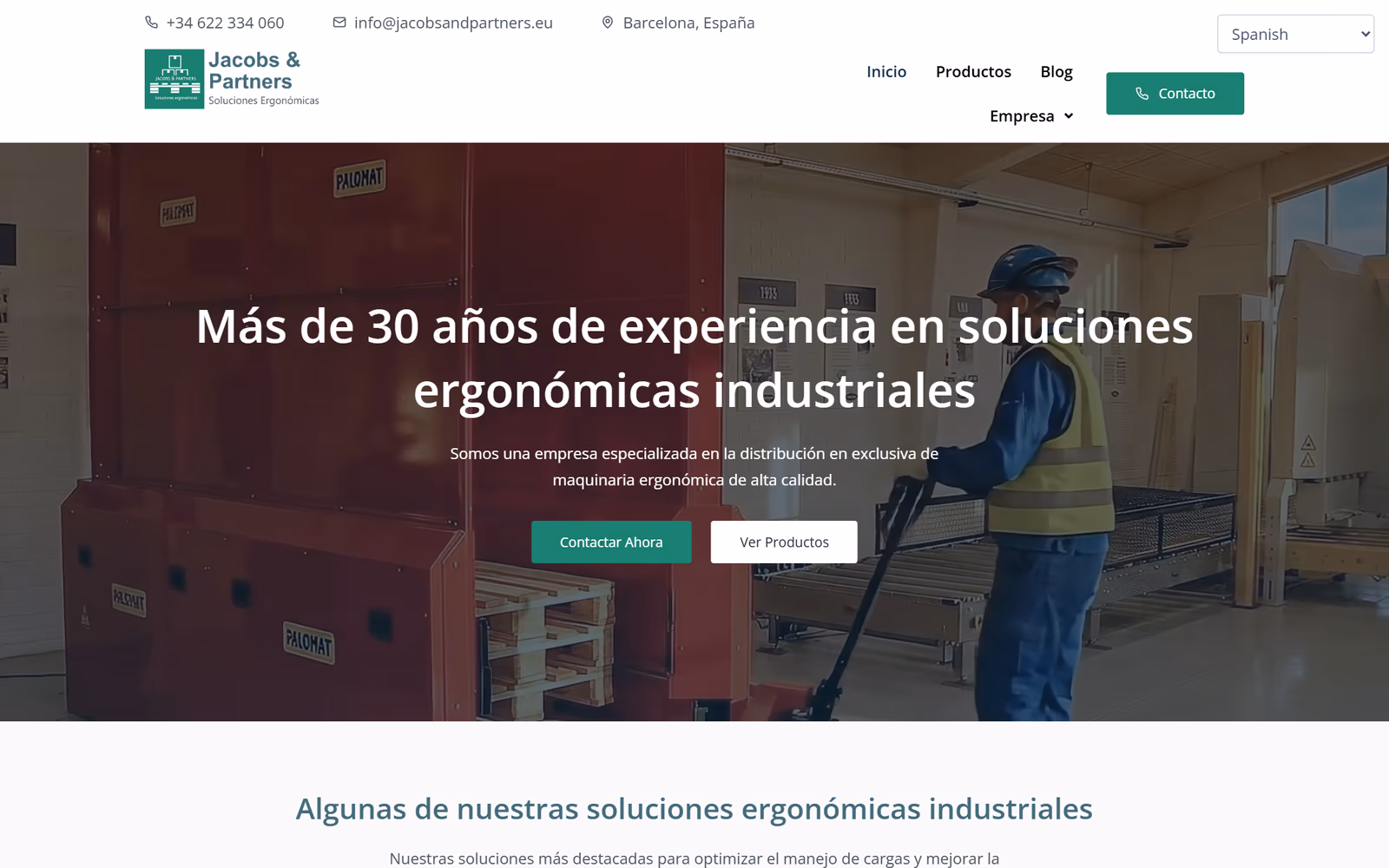 Web de Jacobs & Partners diseñada por Windsor Sites — Maquinaria industrial · B2B